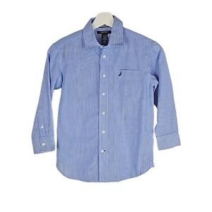 Nautica Boy's Dress Shirt Blue Pinstripe, New w/out Tags